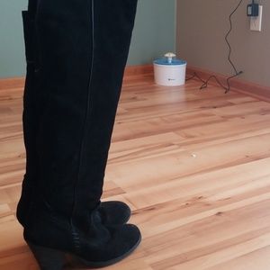 Black suede over the knee boot